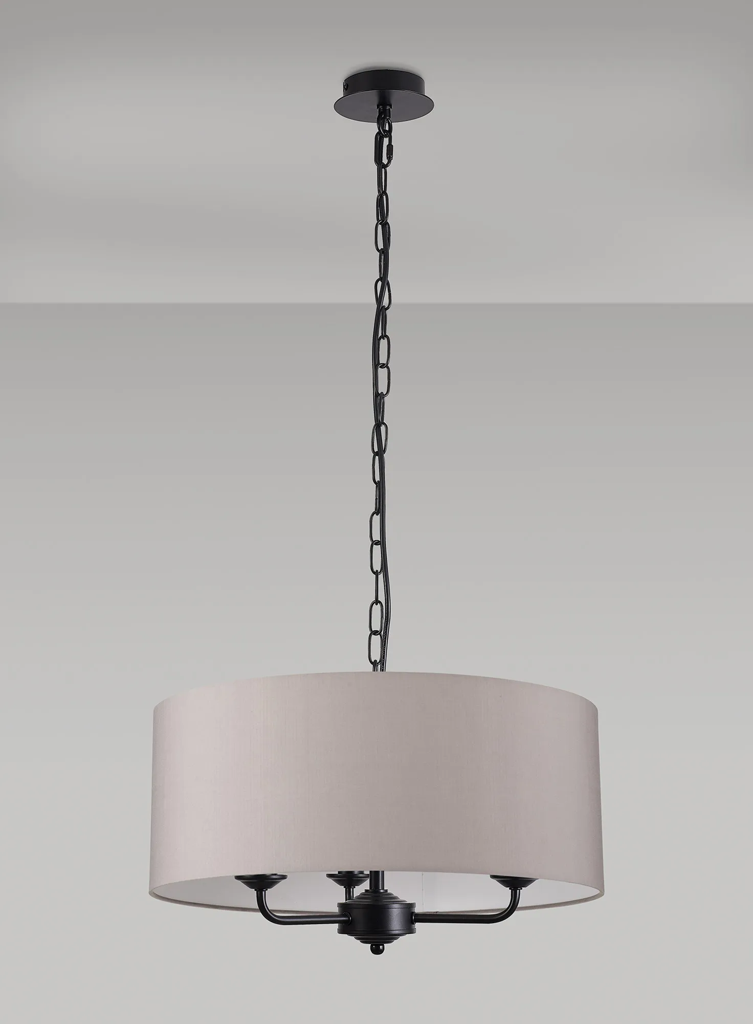 Banyan 50cm 3 Light Pendant Matt Black, Grey DK1036  Deco Banyan MB GR